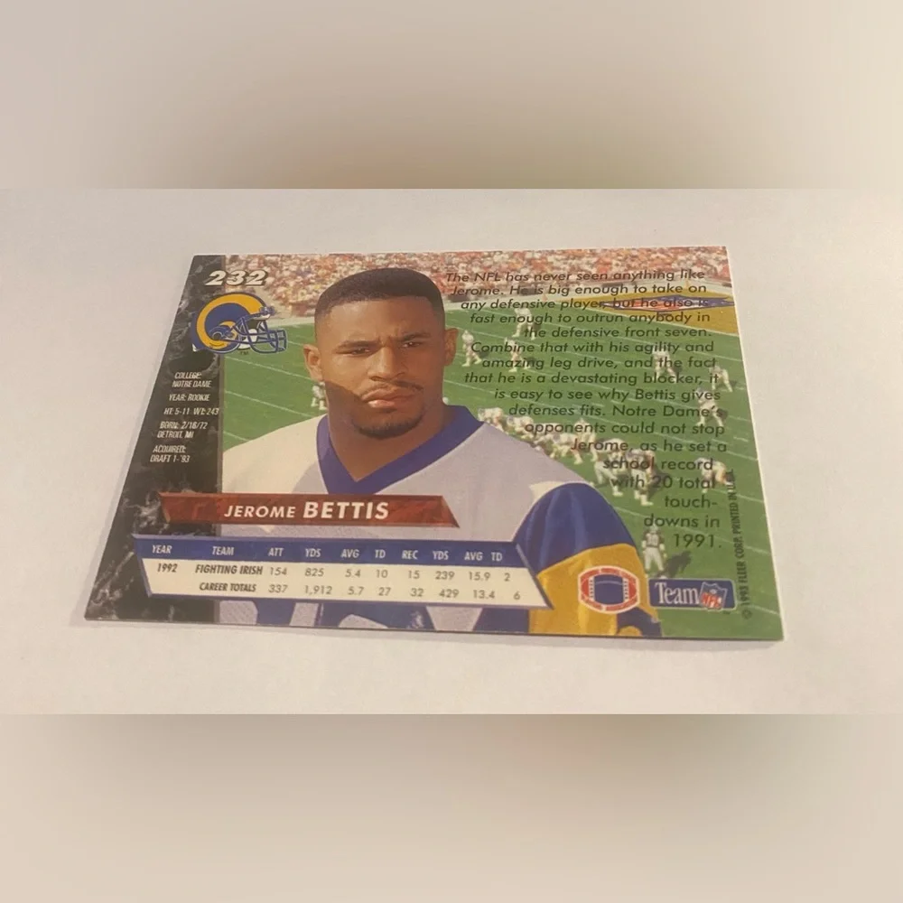 1993 Ultra Football Card jerome bettis